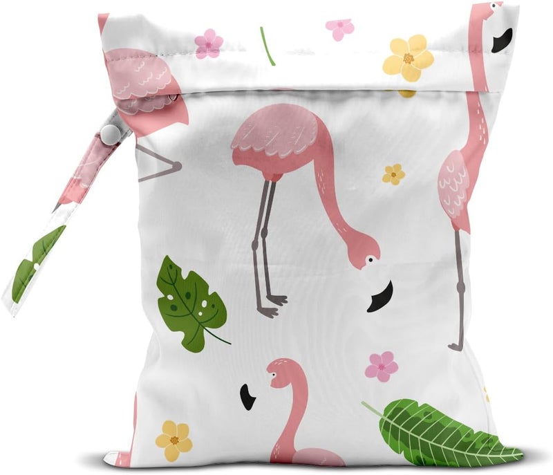 AASRR Store Wet Dry Bag, Wet Bag for Swimsuit, Travel, Beach, Pool, Diapers, Dirty Yoga Gym Clothes, Makeup Bag, Pink Flamingos Summer Vacation Essentials - Image 1